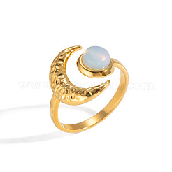 304 Stainless Steel Textured Moon Cuff Rings&nbsp;GA8373