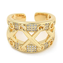 Letter X Clear Cubic Zirconia Open Cuff Ring&nbsp;RJEW-L121-018G