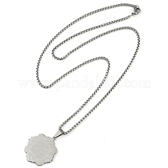 Anti-Tarnish 201 Stainless Steel Arabic Elements Flower Pendant Box Chain Necklaces&nbsp;LS-NJEW-D089-01P-02