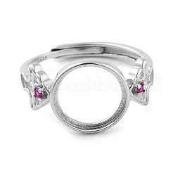 Flat Round Adjustable 925 Sterling Silver Ring Components&nbsp;STER-G042-01P