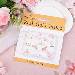 12Pcs 6 Styles Valentine's Day Brass Enamel Charms&nbsp;KK-BBC0023-89