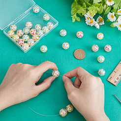 30Pcs Printed Transparent Acrylic Beads&nbsp;MACR-PH0002-09