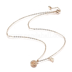 Brass Micro Pave Clear Cubic Zirconia Double Letter Pendant Necklaces&nbsp;NJEW-Z010-02