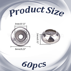 60Pcs 304 Stainless Steel Beads&nbsp;STAS-HY0001-63