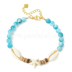Beachy Natural Coconut & Synthetic Turquoise & Natural Dyed Persian Jade Gemstone Beads Bracelets for Women&nbsp;BJEW-JB13754