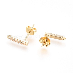 Brass Micro Pave Cubic Zirconia Stud Earring Finding&nbsp;KK-G389-38G
