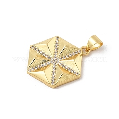 Brass Micro Pave Cubic Zirconia Pendants&nbsp;KK-U047-21G