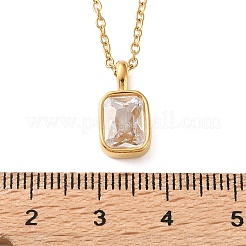 304 Stainless Steel Pave Clear Cubic Zirconia Geometric Pendant Necklaces for Women&nbsp;SA-CBA8C9C-11A-G