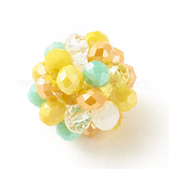 7Pcs 7 Colors Electroplated Glass Woven Beads&nbsp;EGLA-JF-6MM-M01