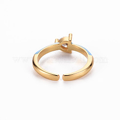 Brass Enamel Cuff Rings&nbsp;RJEW-T016-31F-NF