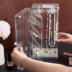 Rectangle Plastic Jewelry Organizer Storage Box with 24 Hooks&nbsp;OBOX-WH0001-06