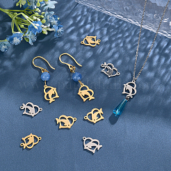 24Pcs 4 Style 201 Stainless Steel Hollow Pendants&nbsp;STAS-UN0029-99