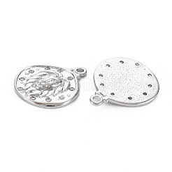 Brass Micro Pave Clear Cubic Zirconia Pendants&nbsp;KK-S356-766B