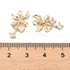 Brass Micro Pave Clear Cubic Zirconia Pendants&nbsp;KK-C054-06G