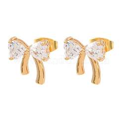 Brass Micro Pave Cubic Zirconia Stud Earrings&nbsp;KK-CBA8EB2-12G