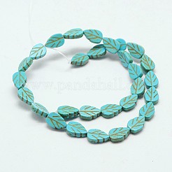 Synthetical Dyed Turquoise Leaf Bead Strand&nbsp;G-P084-14mm-03I