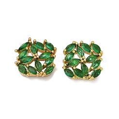 Brass Micro Pave Cubic Zirconia Stud Earrings&nbsp;KK-F358-02G-02