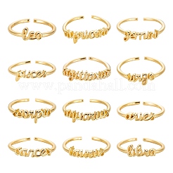 12Pcs 12 Style Brass Cuff Rings&nbsp;RJEW-LS0001-37G