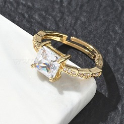 Brass & Clear Cubic Zirconia Finger Rings&nbsp;CU-CBA7E55-09G