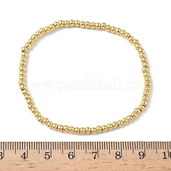 Brass Round Beaded Stretch Bracelets for Men Women&nbsp;BJEW-B148-05A-G