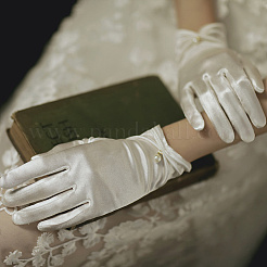 Satin Cloth Bride Gloves&nbsp;AJEW-WH20816-030N
