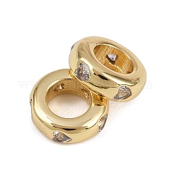Brass Micro Pave Cubic Zirconia European Beads&nbsp;KK-B150-24G