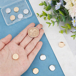24Pcs 2 Colors Brass Pendant Cabochon Settings&nbsp;KK-BBC0028-69