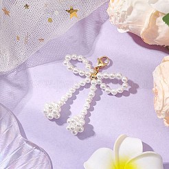 Bowknot Shell Pearl Beaded Pendant Decoration&nbsp;HJEW-TA00297