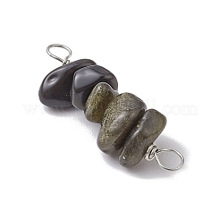 10Pcs 5 Styles Constellation Natural Gold Rutilated Quartz & South Red Agate & Citrine & Golden Sheen Obsidian & Rose Quartz Copper Wire Wrapped Chip Beaded Connector Charms&nbsp;PALLOY-JF02905-06