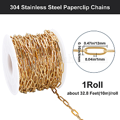 1 Roll PVD Vacuum Plating 304 Stainless Steel Paperclip Chains&nbsp;CHS-BBC0001-08