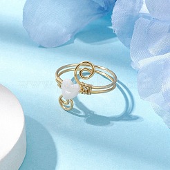Natural Shell Cuff Ring&nbsp;RJEW-JR00645-02