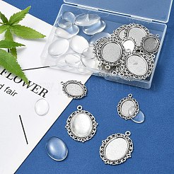 DIY Oval Dome Alloy Pendant Making Kits&nbsp;DIY-YW0010-14
