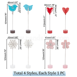 4Pcs 4 Styles Bird/Flower/Heart/Snowflake Stainless Steel Name Card Holder&nbsp;AJEW-OC0004-59