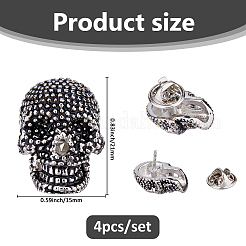 4Pcs Skull Brass Lapel Pin Backs&nbsp;JEWB-FH0002-12