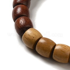 Two Tone Sandalwood Beaded Stretch Bracelet with Resin Cat Charm for Women&nbsp;BJEW-B080-14