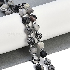 Natural Black Netstone Beads Strands&nbsp;G-G182-B32-03