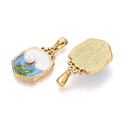 304 Stainless Steel & Enamel & ABS Imitation Pearl Pendants&nbsp;STAS-T072-88A-G