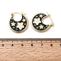 Flower Brass Enamel Hoop Earrings&nbsp;EJEW-Z157-02G