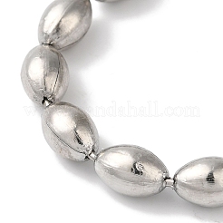 Non-Tarnish 304 Stainless Steel Rice Beaded Bracelets for Women&nbsp;BJEW-B092-06P
