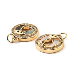 Brass Cubic Zirconia with Shell Pendants&nbsp;KK-K342-08G