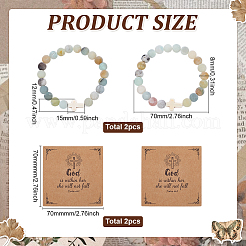 4Pcs Natural Flower Amazonite Round Beads Stretch Bracelets for Men Women&nbsp;BJEW-ME00007