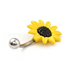 Alloy Daisy Curved Barbell&nbsp;AJEW-G042-01P