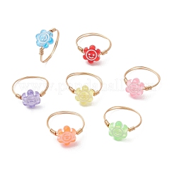 Copper Wired Acrylic Finger Rings&nbsp;RJEW-JR00958-01