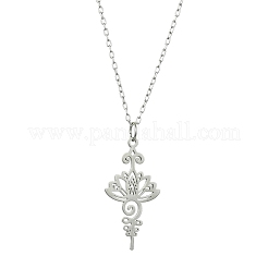 Non-Tarnish 304 Stainless Steel Lotus Pendants Necklaces&nbsp;NJEW-JN04561-01