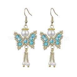 Butterfly Faceted Bicone Glass Beads Snowflake Dangle Earrings&nbsp;EJEW-MZ00429-05