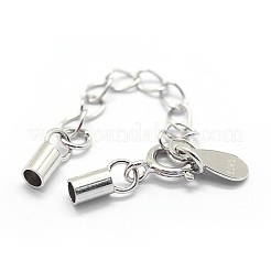 Anti-Tarnish Rhodium Plated 925 Sterling Silver Cord Ends&nbsp;STER-I016-129D