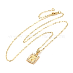 Brass Micro Pave Cubic Zirconia Pendants Necklace&nbsp;LS-NJEW-I125-01C