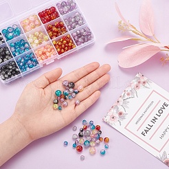 585Pcs 15 Style Spray Painted Crackle Glass Beads Strands&nbsp;CCG-YW0001-05