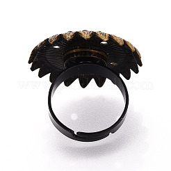 Adjustable Alloy & Iron & Rhinestone Bezel Cup Ring Base with Rotatable Tray&nbsp;MAK-T012-15AB