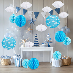 23Pcs 5 Styles Paper Honeycomb Lantern Pendant Decorations&nbsp;AJEW-OC0015-12